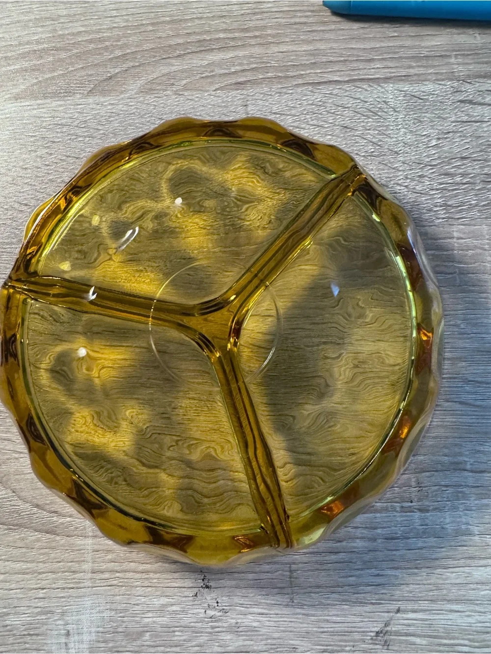 Amber Glass Divided Serving Dish